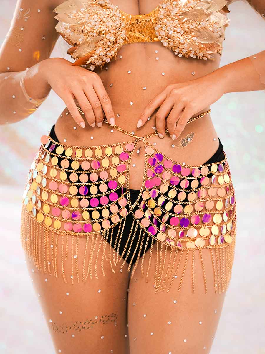 Sequin Tassel Skirt - Metal Chain Shiny Fringe Skirt - Image 5