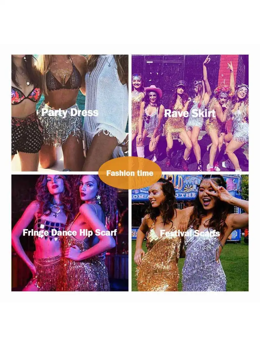 Sequin Tassel Two Piece Sets - Bra Top & Mini Skirt - Image 8