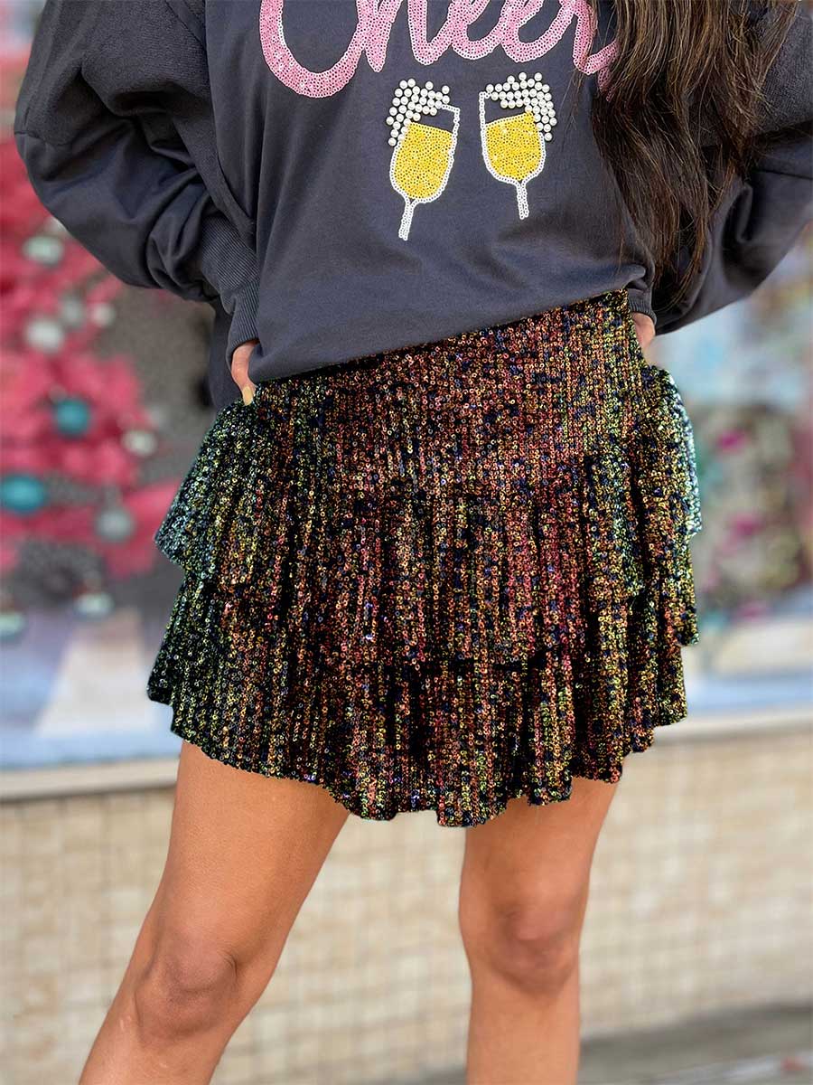 Sexy Solid Sequin Pleated Skirt - Image 8