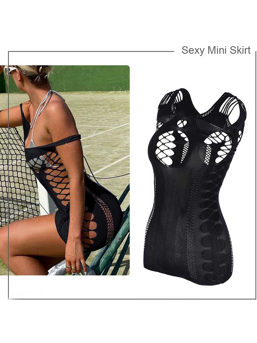 Sheer Black Cutout Mini Dress - Image 4