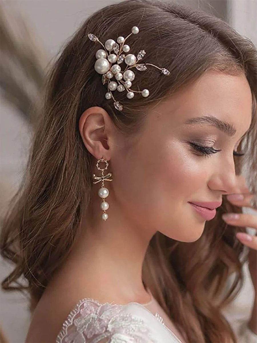 Shining Rhinestone Pearl Hair Side Comb - Image 2