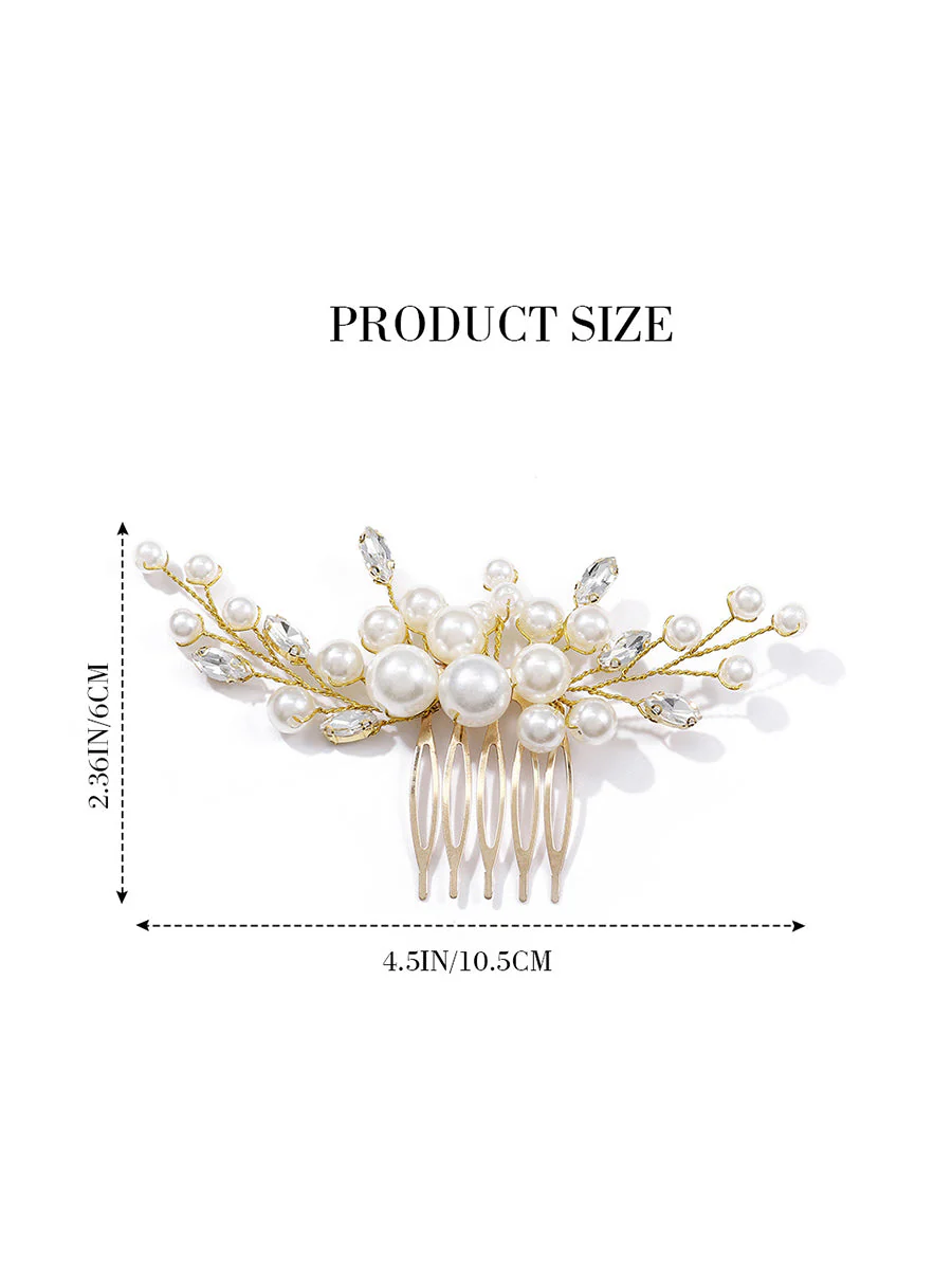 Shining Rhinestone Pearl Hair Side Comb - Image 3