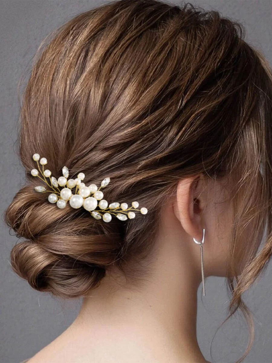 Shining Rhinestone Pearl Hair Side Comb - Image 4