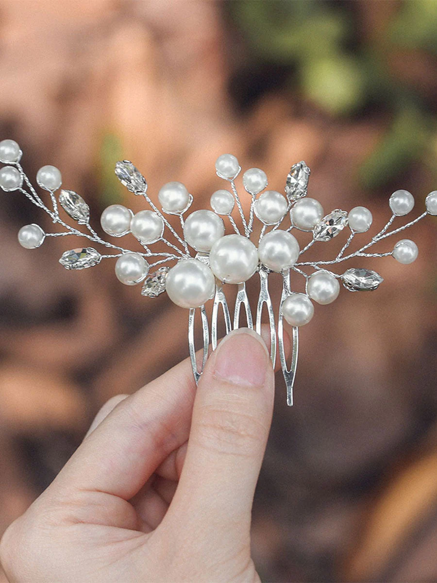 Shining Rhinestone Pearl Hair Side Comb - Image 5