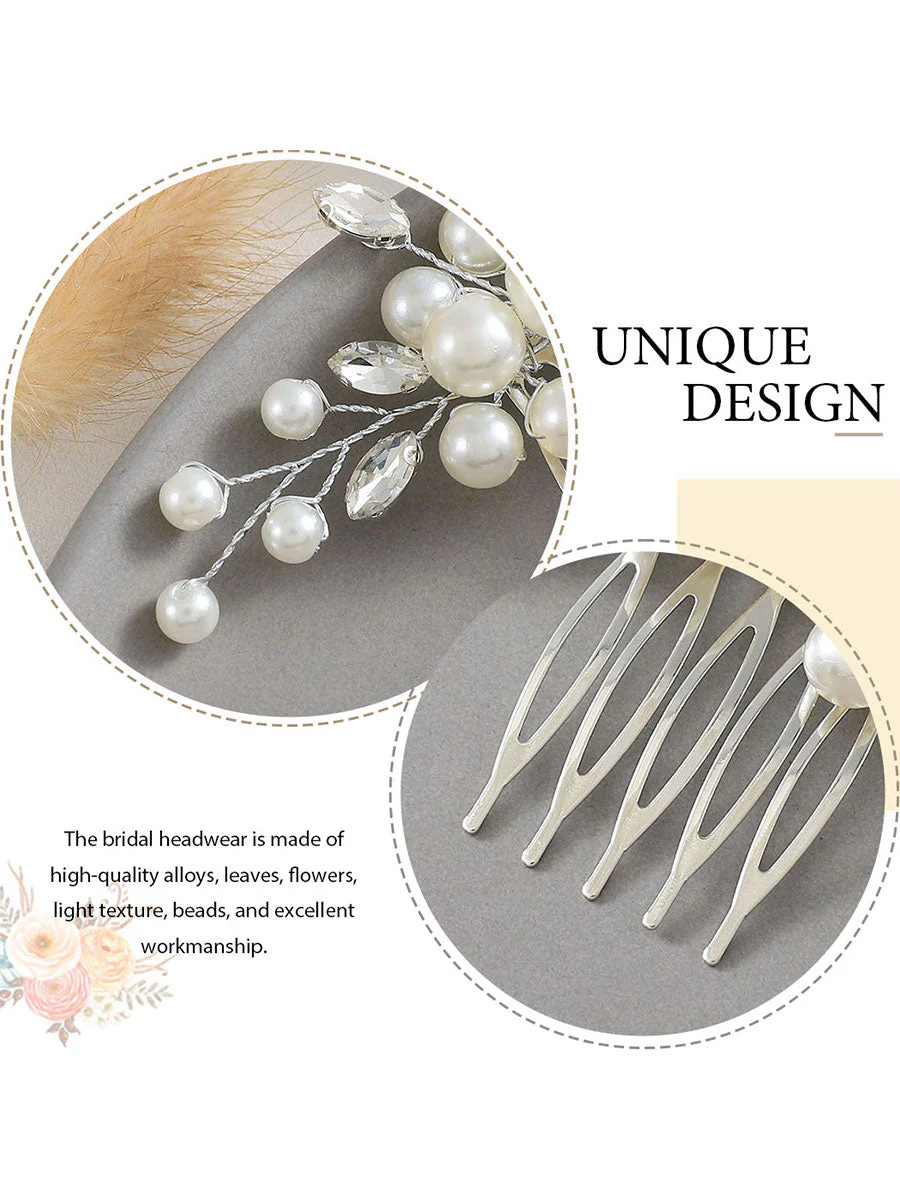 Shining Rhinestone Pearl Hair Side Comb - Image 7