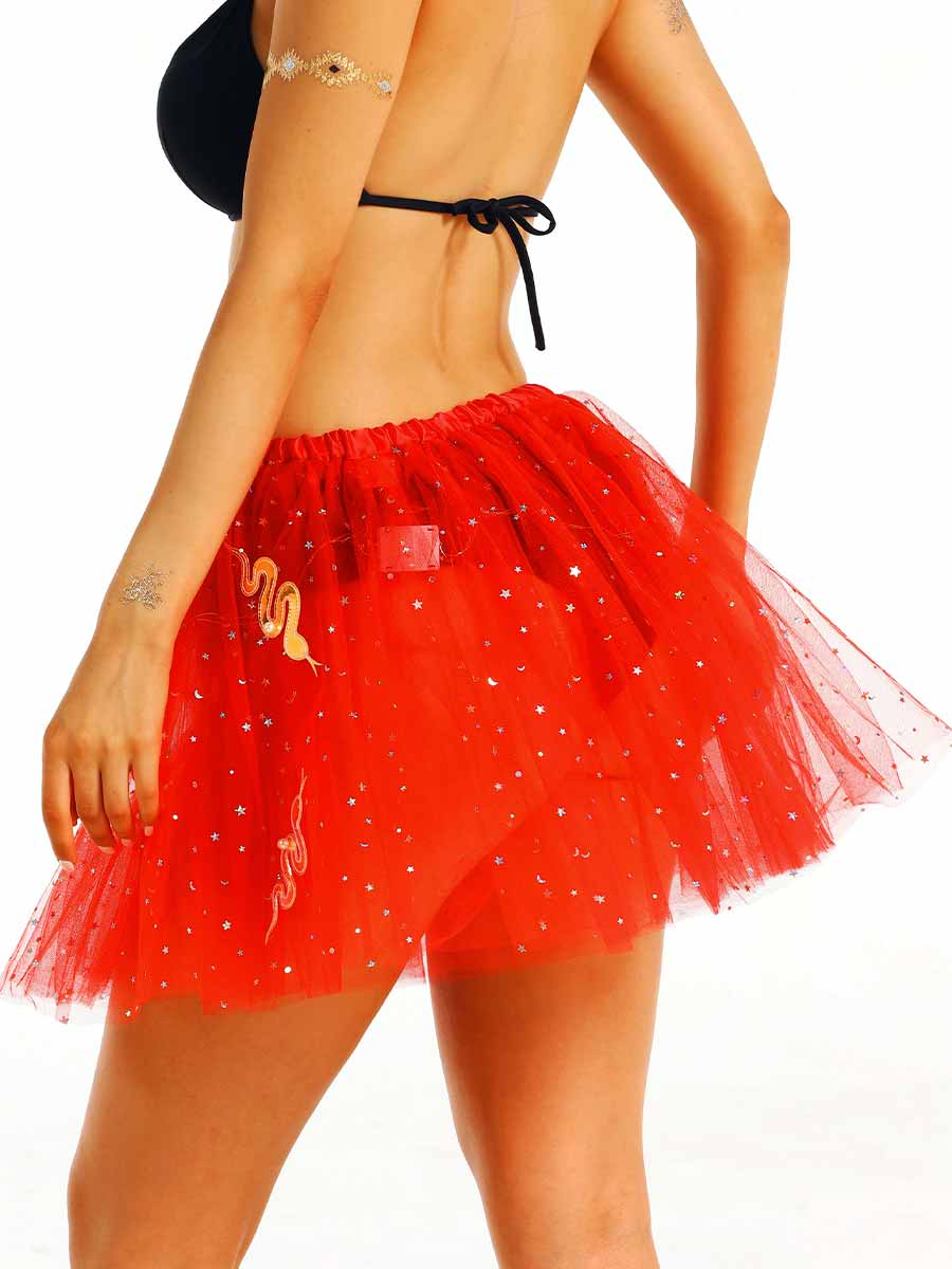 Shiny LED Red Puffy Tulle Skirt - Image 3