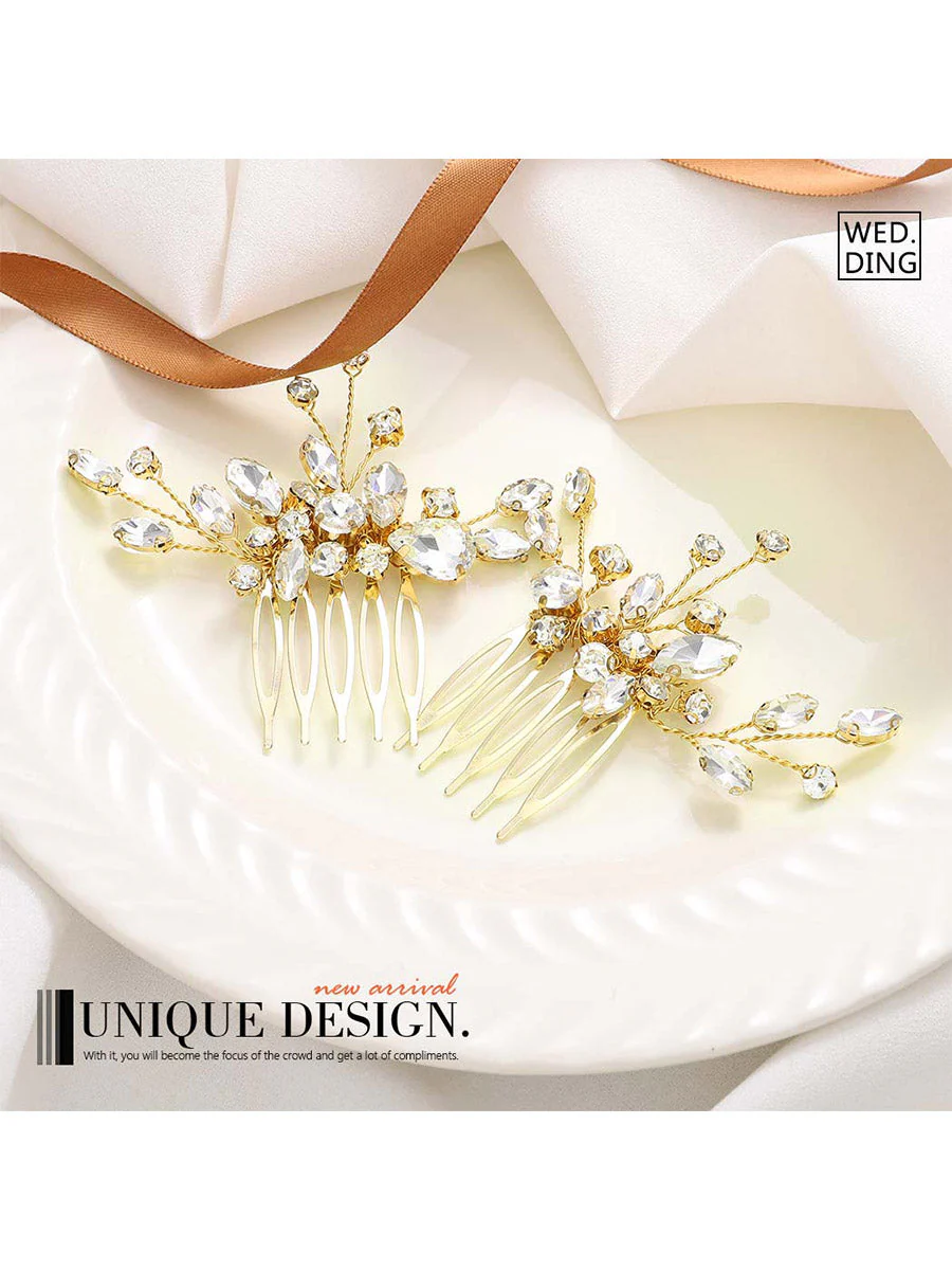 Shiny Wedding Hair Accessories with Rhinestones Decoration - Image 2