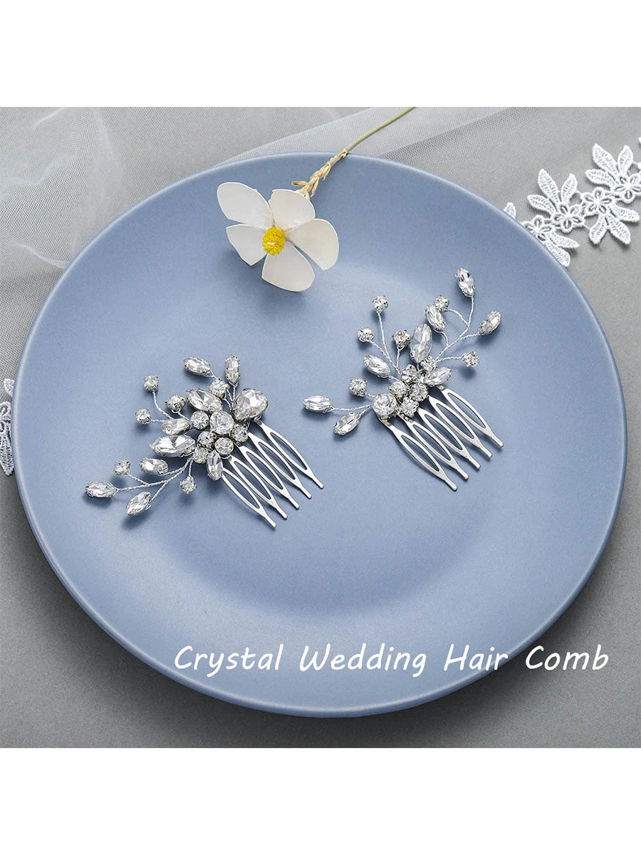 Shiny Wedding Hair Accessories with Rhinestones Decoration - Image 6