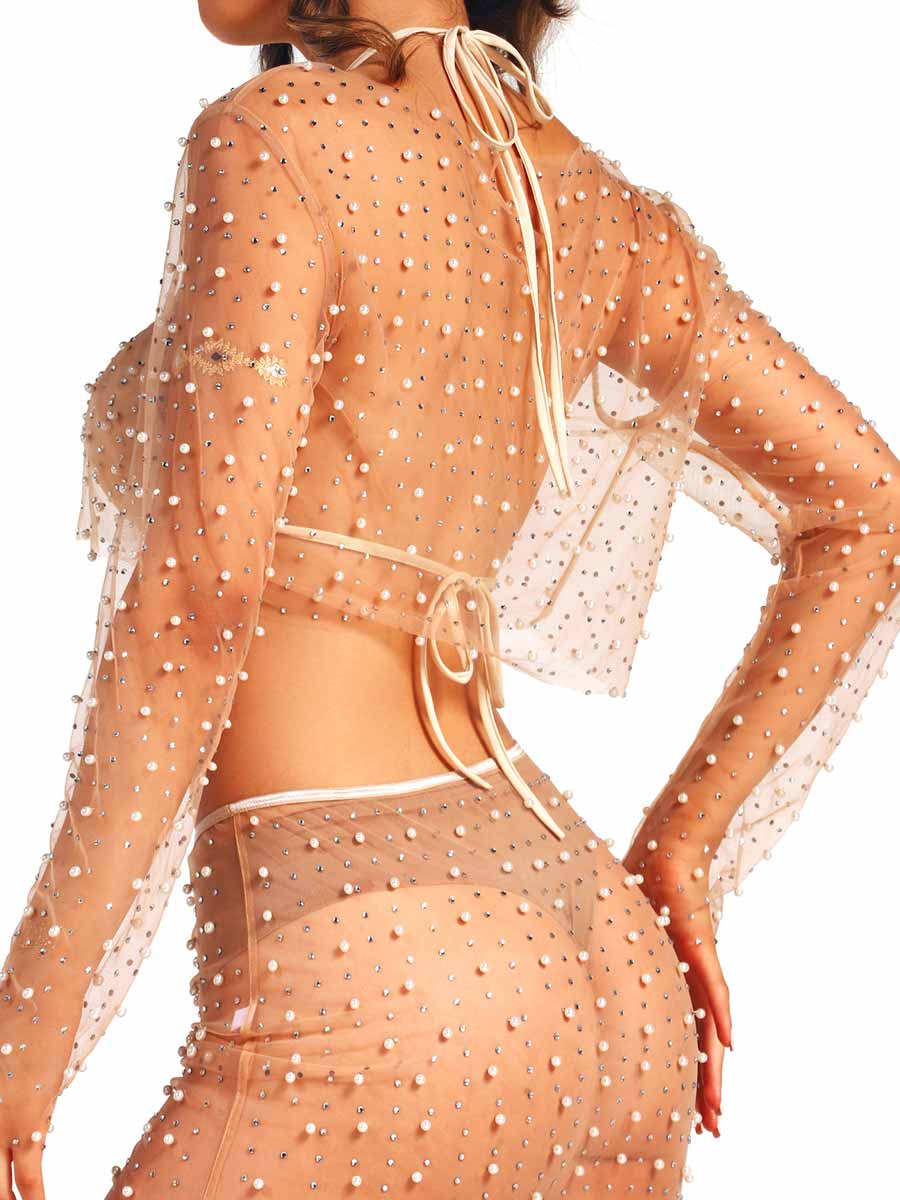 Short Pearl Rhinestone Transparent Top - Image 5