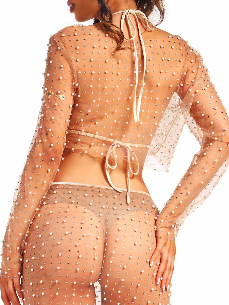Short Pearl Rhinestone Transparent Top - Image 7