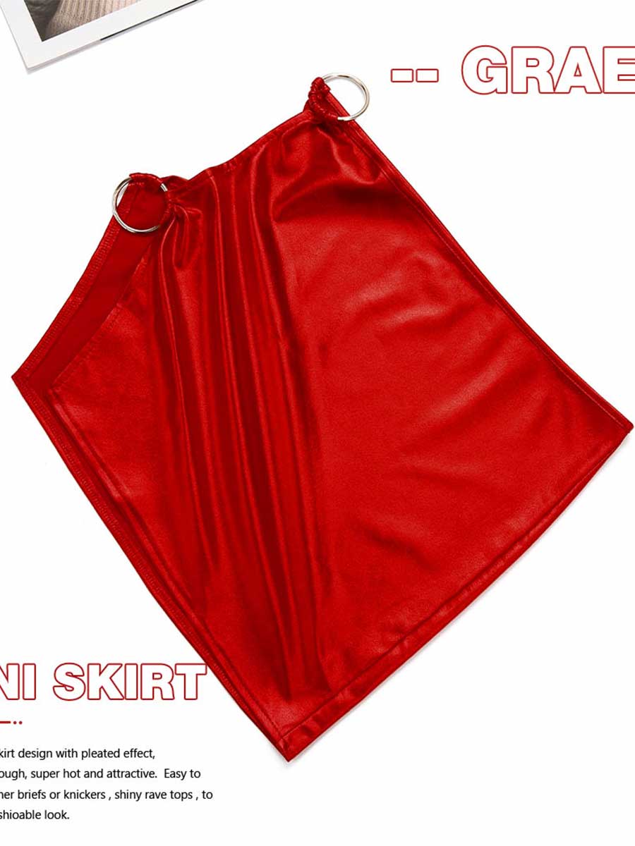 Side Hollow Red Reflective Mini Skirt - Image 6