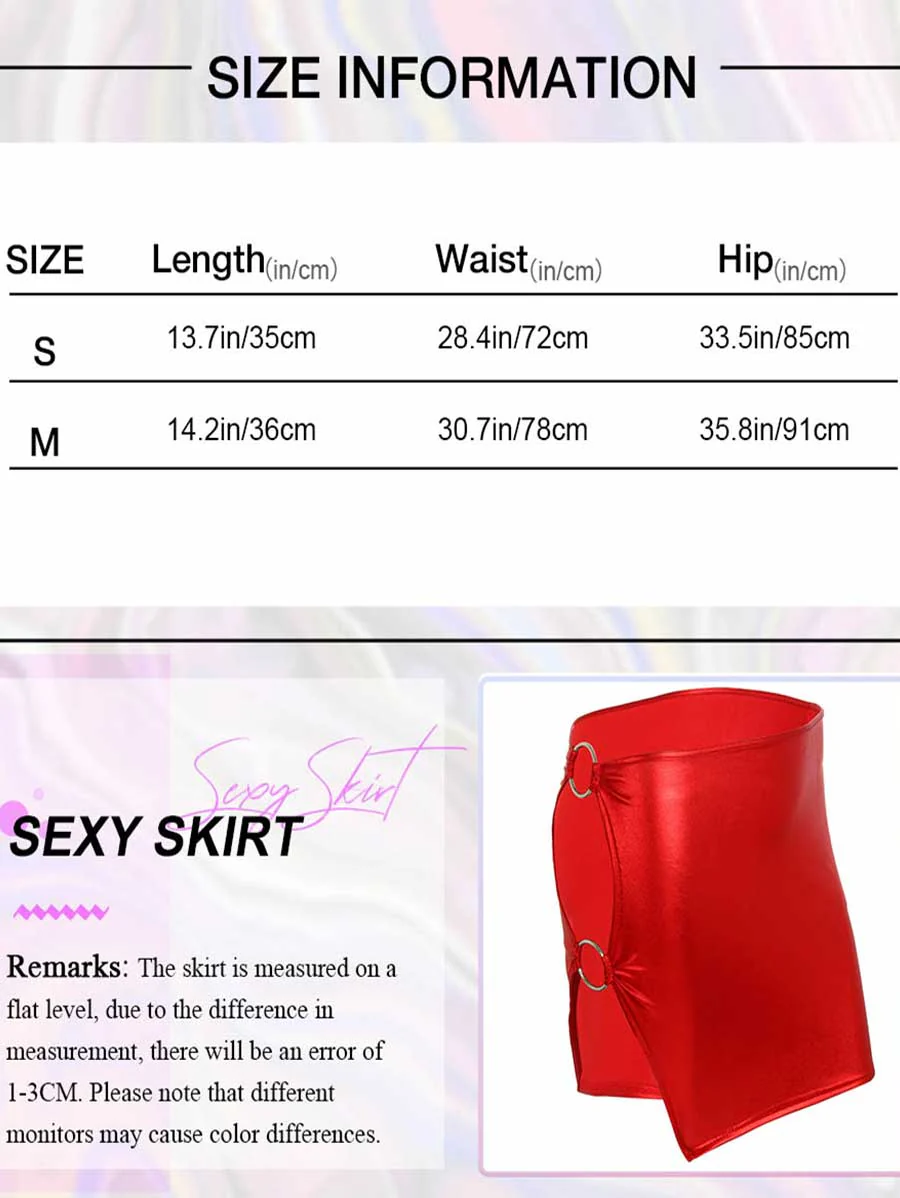 Side Hollow Red Reflective Mini Skirt - Image 8