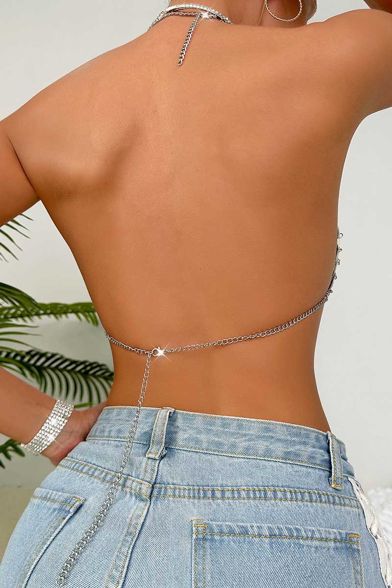 Silver Disc Bra - Large Round Sequin Halter Tank Top - Image 5