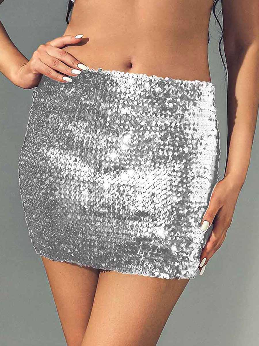 Silver Glitter Bodycon Miniskirt - Image 2
