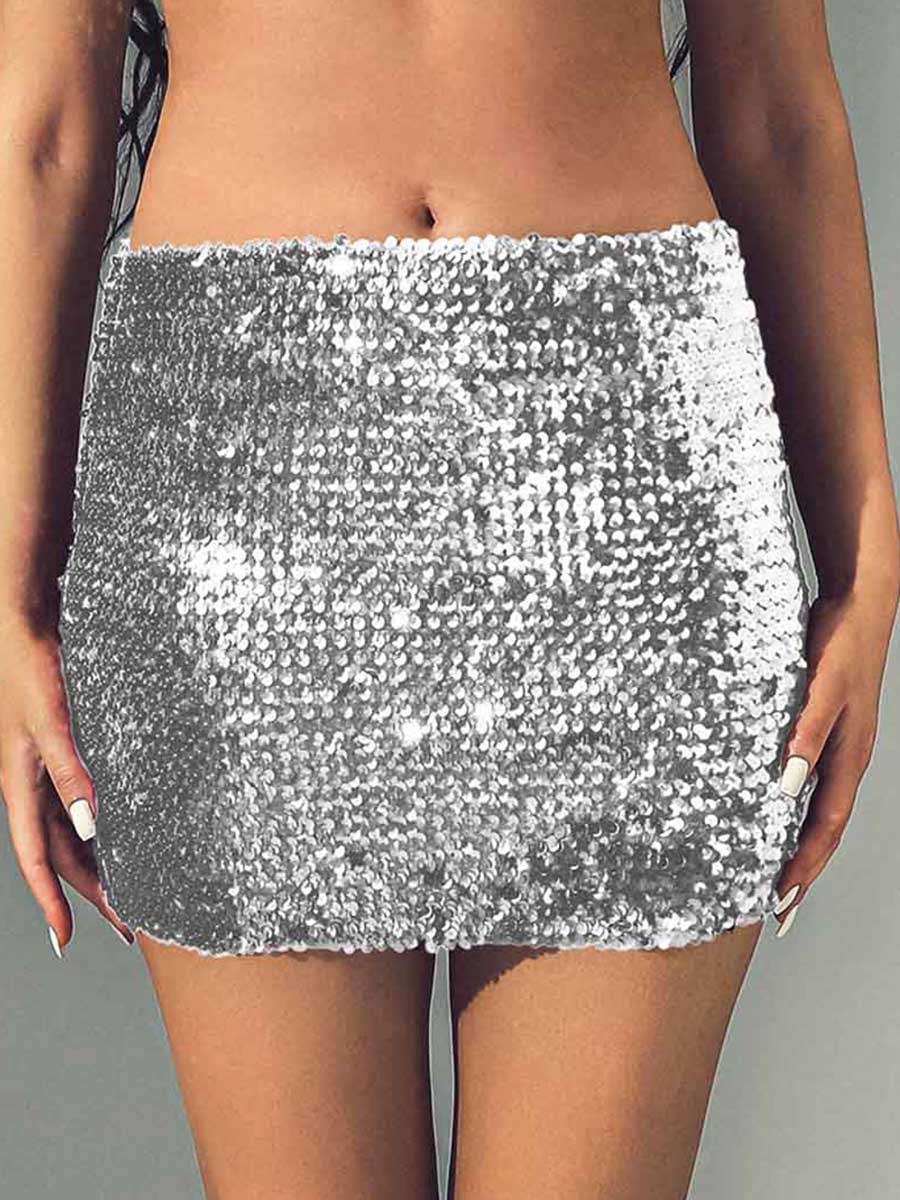Silver Glitter Bodycon Miniskirt - Image 5