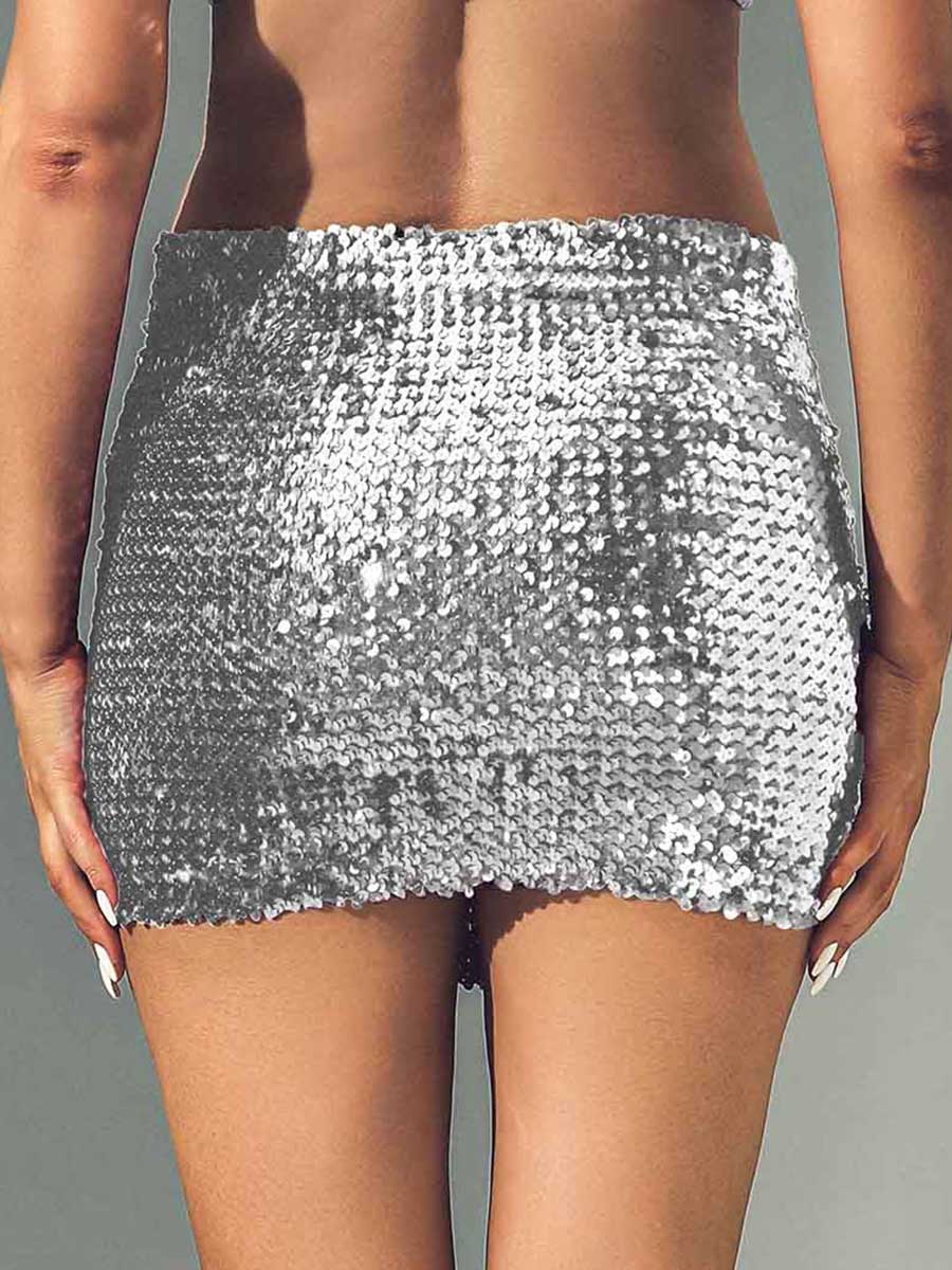 Silver Glitter Bodycon Miniskirt - Image 7