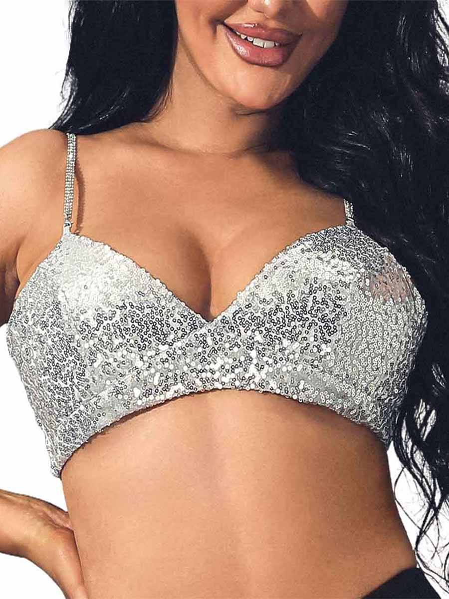 Silver Glitter Bra - Image 4