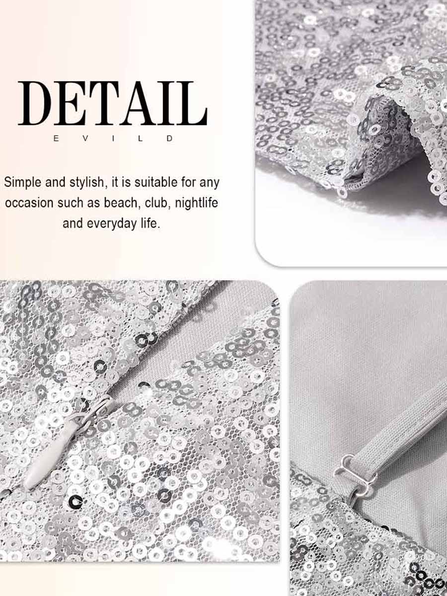 Silver Glitter Spaghetti Strap Dress - Image 3