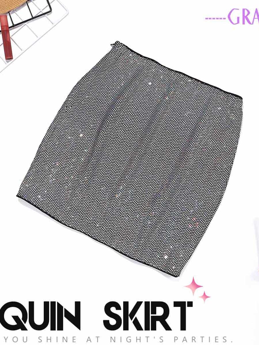 Silver-Gray Glitter Mini Skirt - Image 7