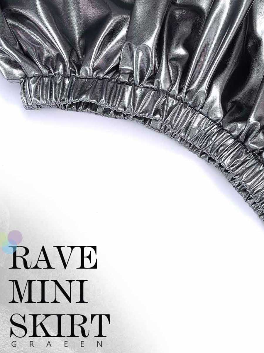 Silver-Gray Metallic Mini Skirt - Image 7