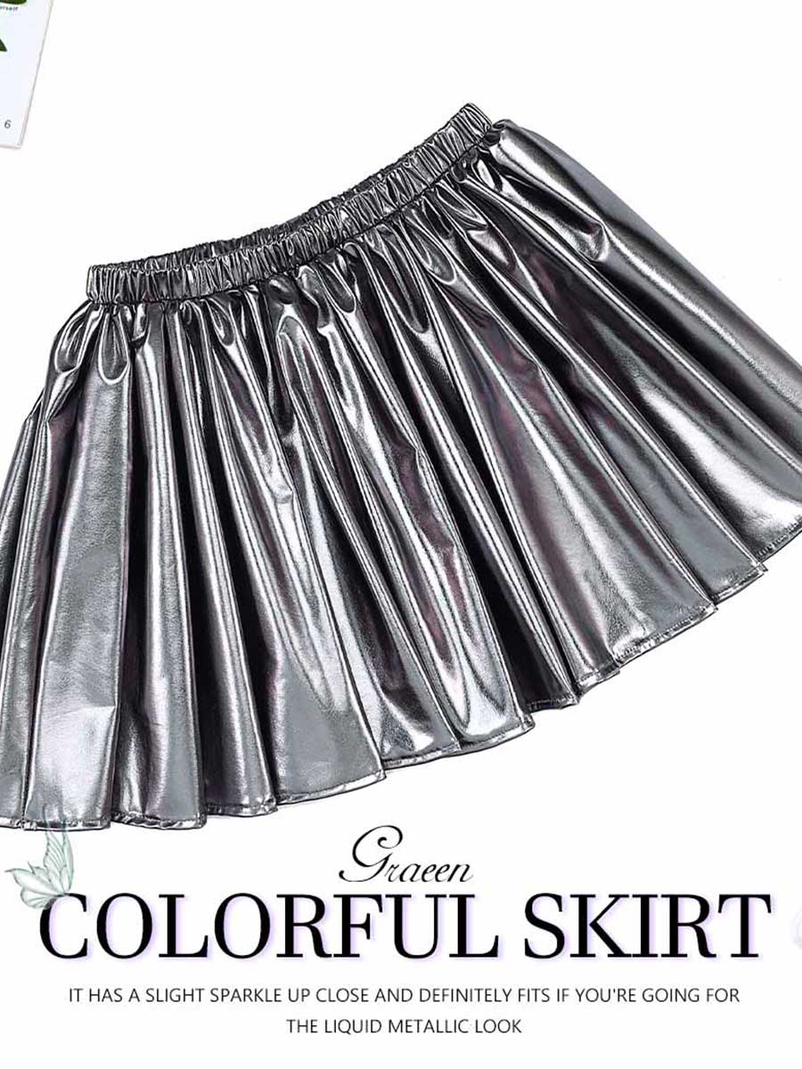 Silver-Gray Metallic Mini Skirt - Image 8