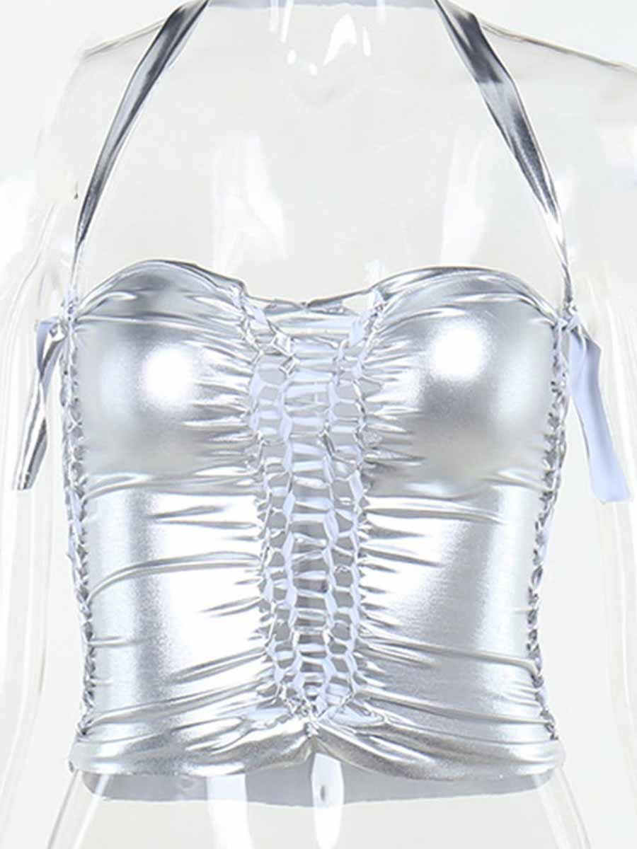 Silver Hollow Reflective Tank Top - Image 3