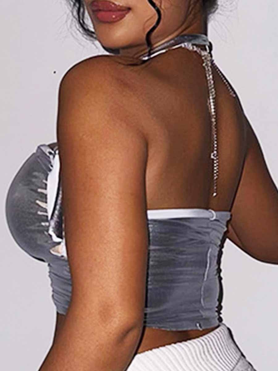 Silver Hollow Reflective Tank Top - Image 5