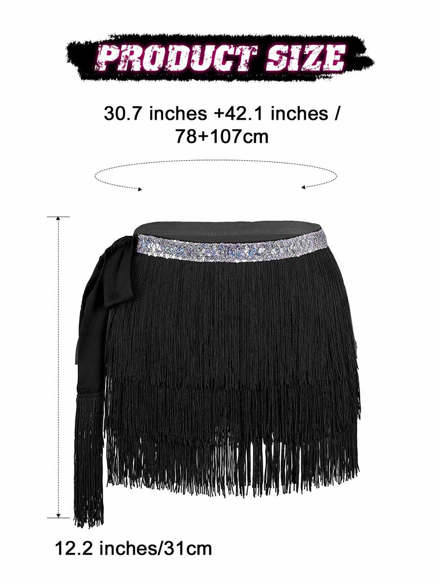 Silver Sequin Black Tassel Skirt - Image 2