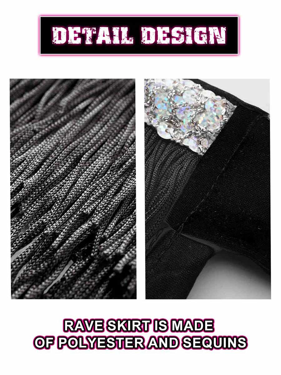 Silver Sequin Black Tassel Skirt - Image 4