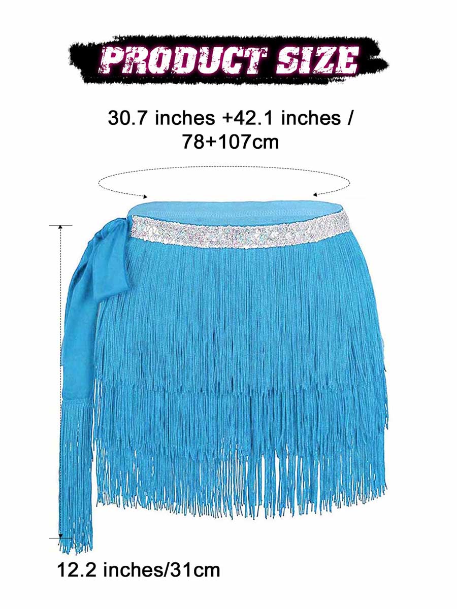 Silver Sequin Blue Tassel Skirt - Image 2