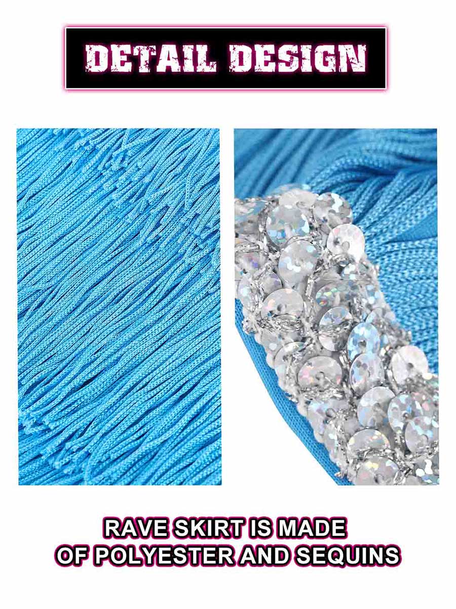 Silver Sequin Blue Tassel Skirt - Image 4