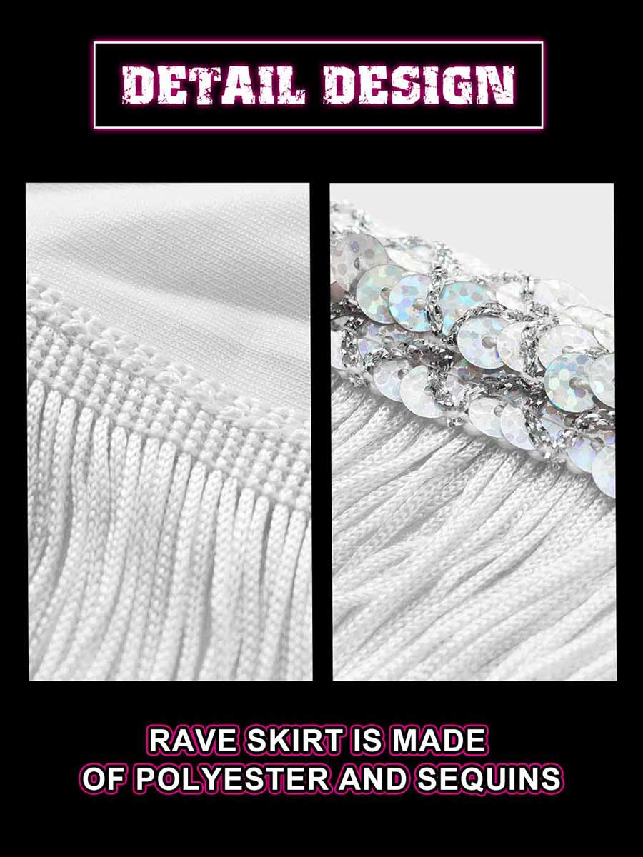 Silver Sequin Tassel Skirt - Image 4