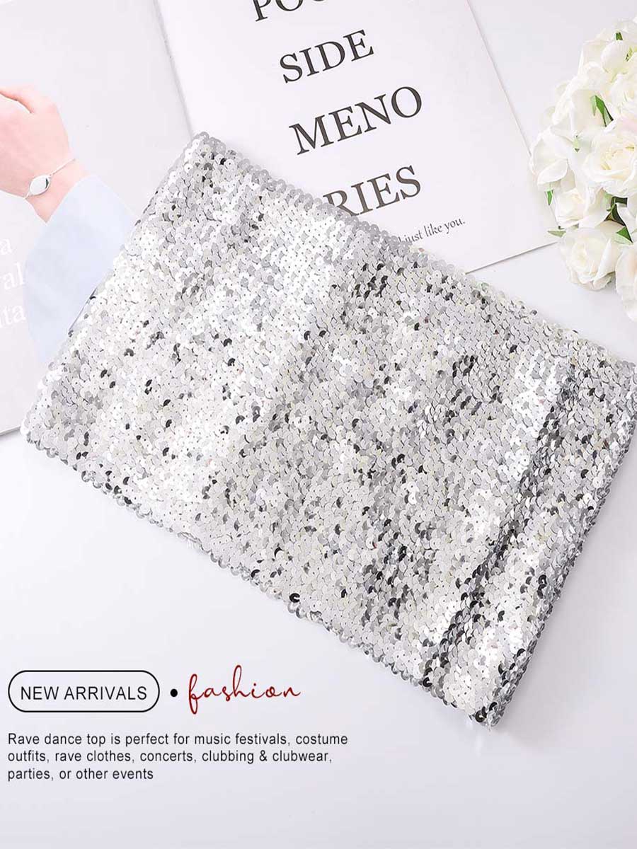 Silver Sequin Tube Top - Image 6
