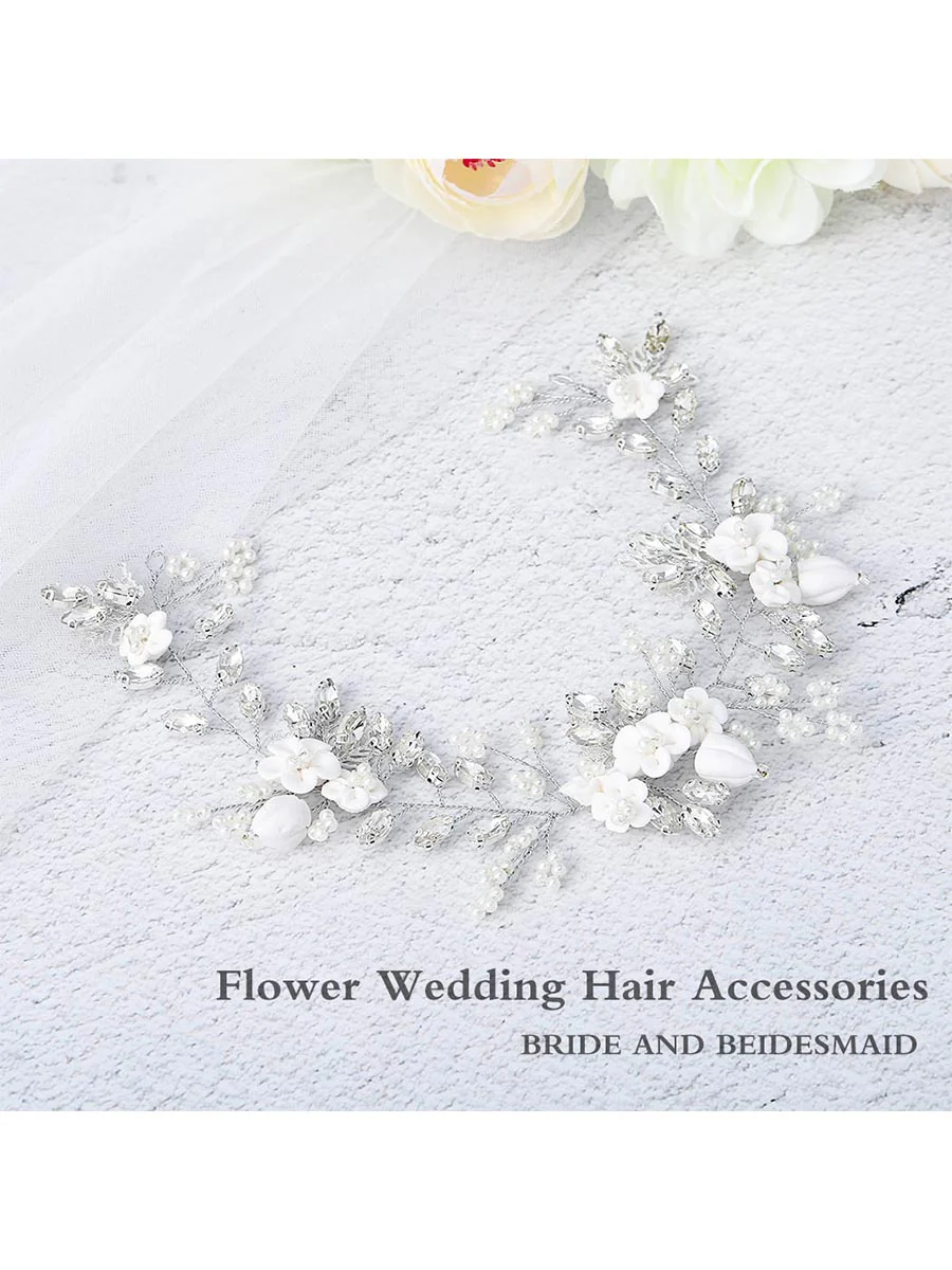 Silver Vine Pearl Flower Hair Accessory - Image 3