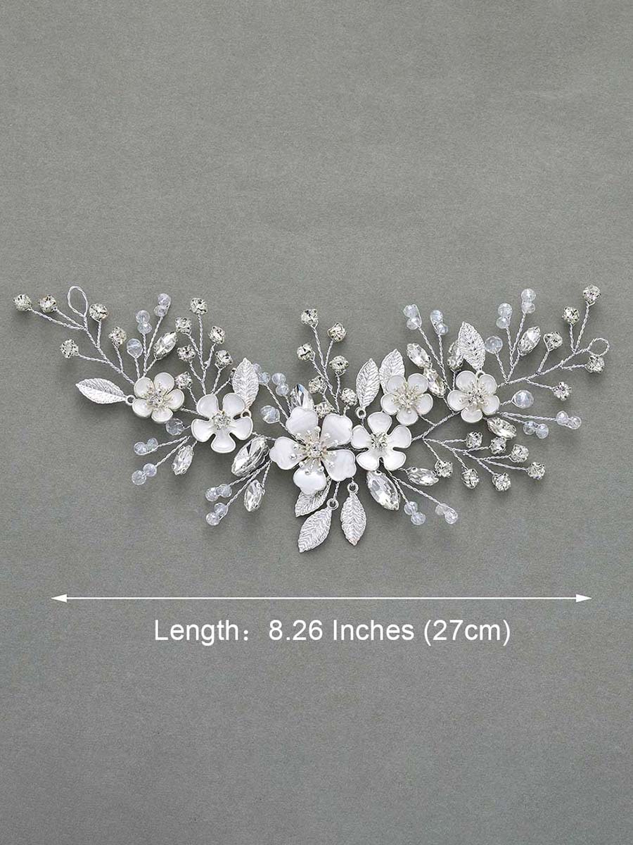 Silver Wedding Vine Flower Crystal Hair Accessories - Image 3