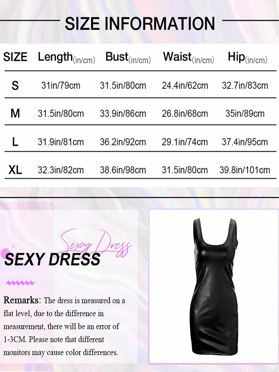 Simple Black Reflective Mini Dress - Image 8