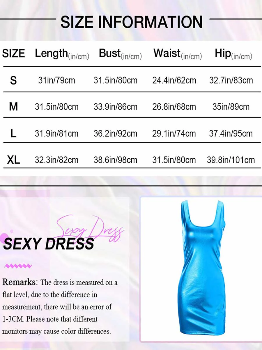 Simple Blue Reflective Mini Dress - Image 7