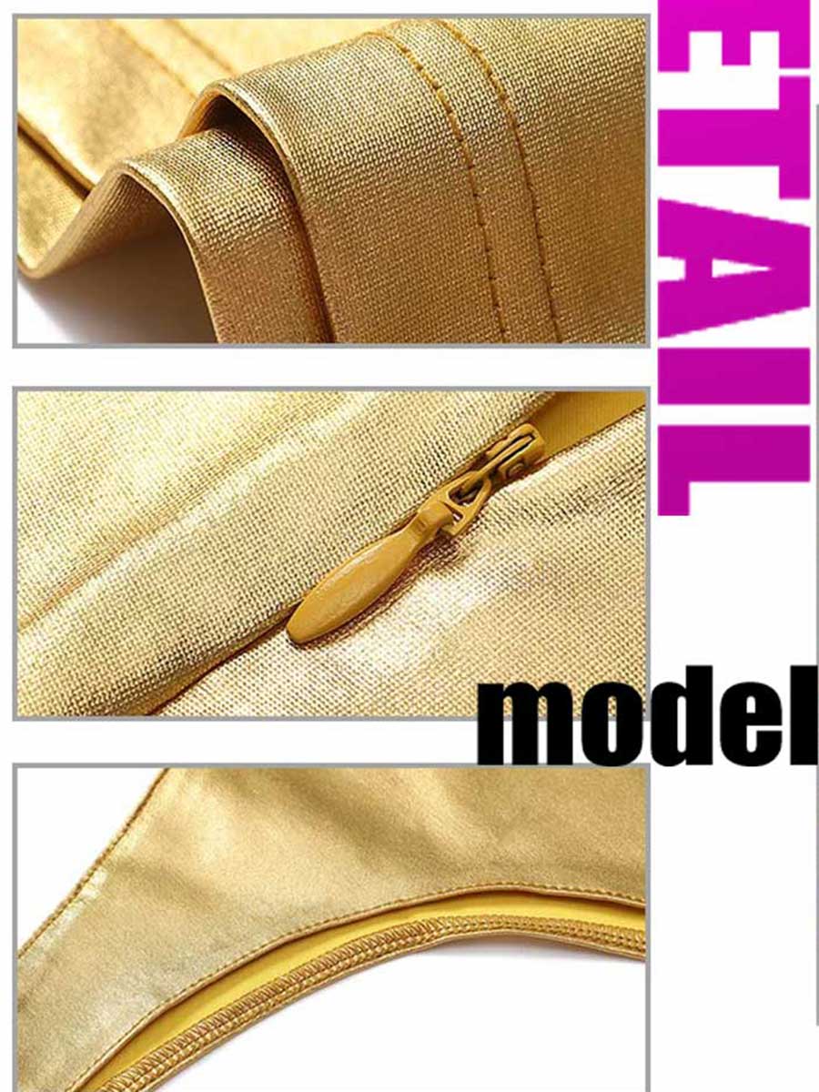 Simple Gold Reflective Mini Dress - Image 4