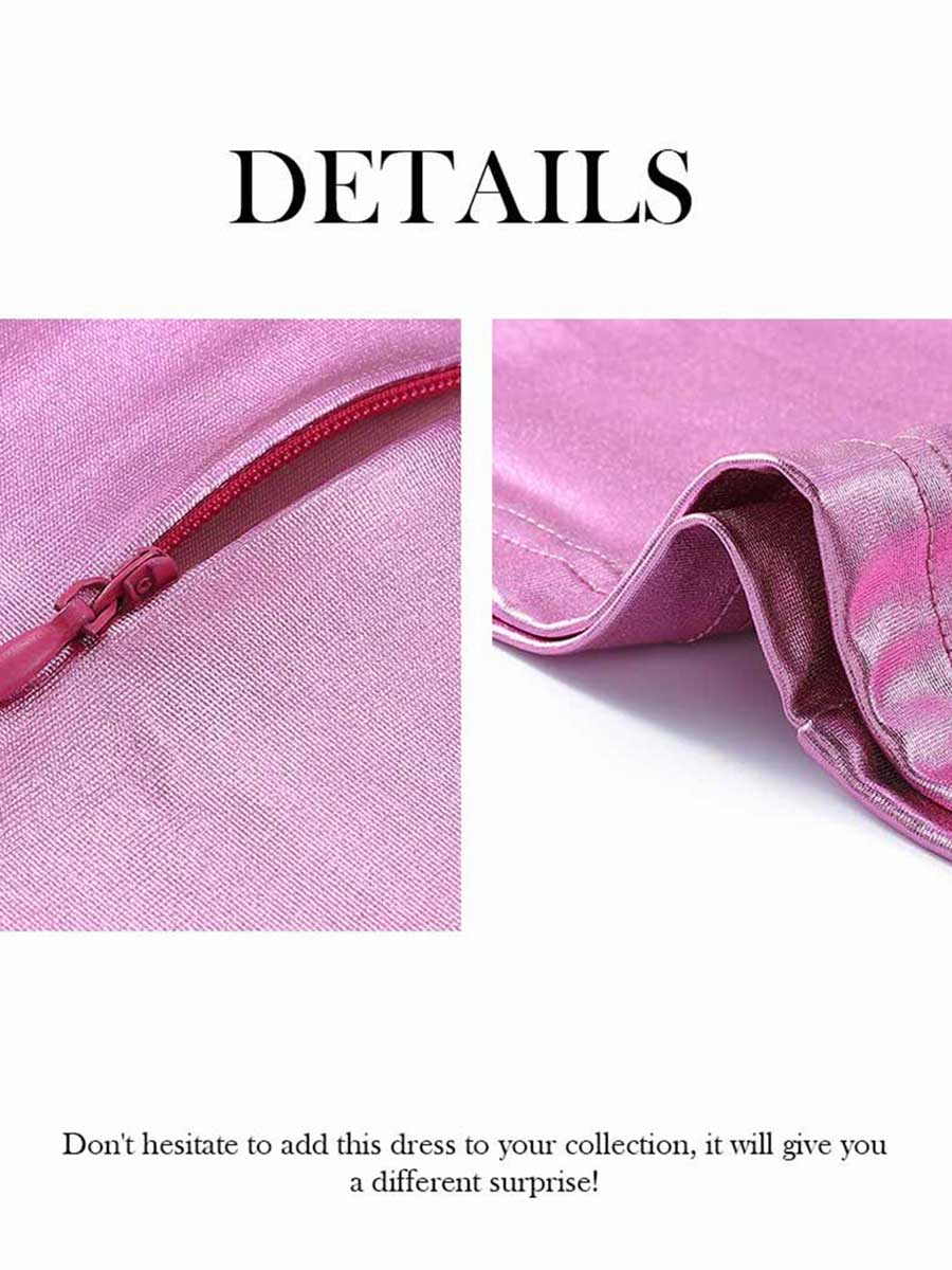 Simple Pink Reflective Mini Dress - Image 4