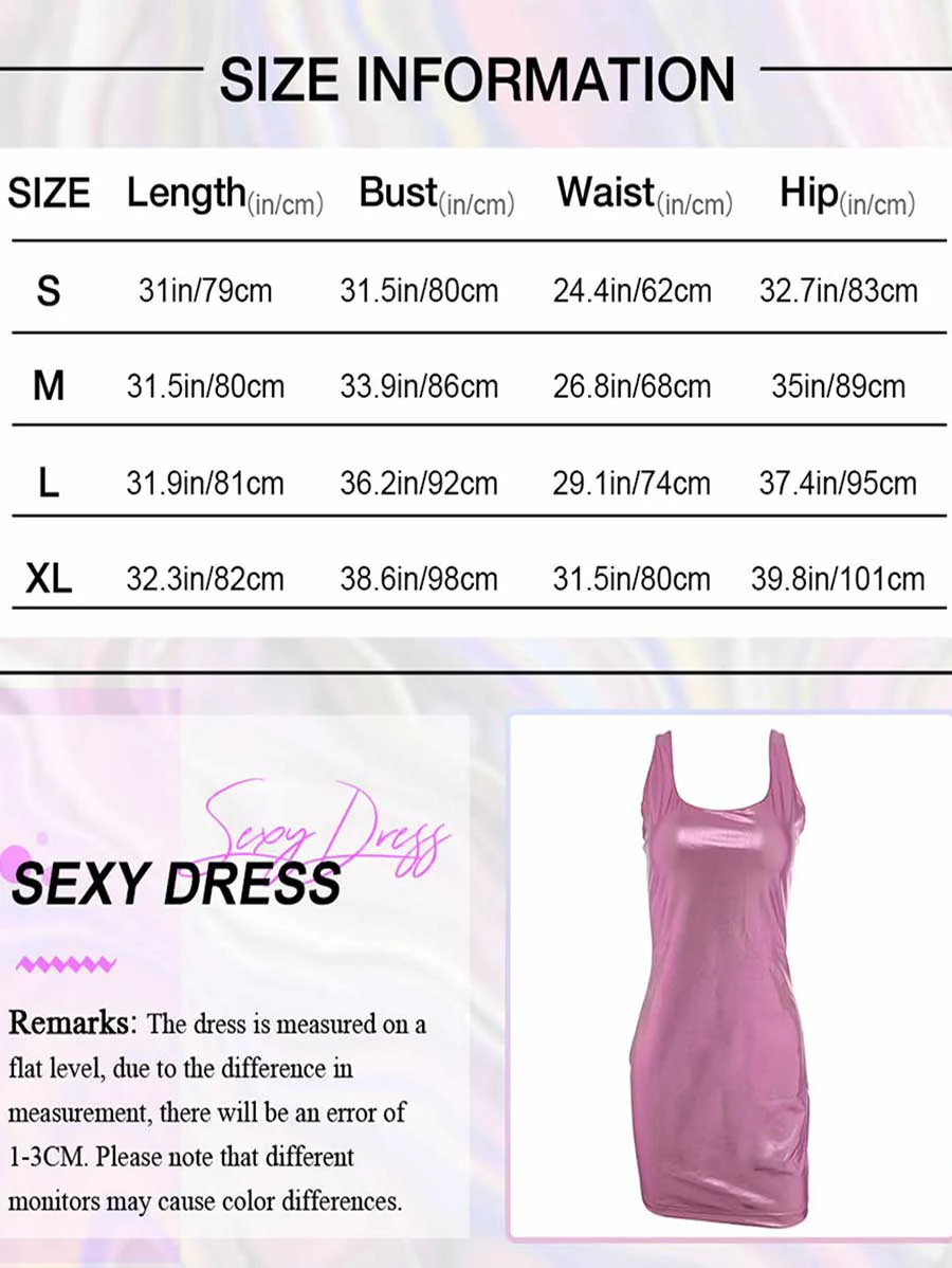 Simple Pink Reflective Mini Dress - Image 8