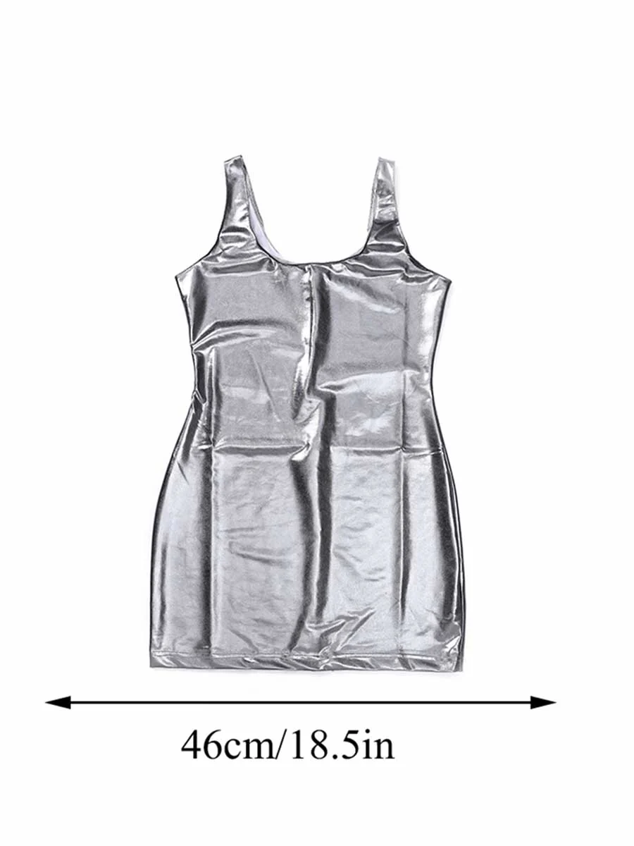 Simple Silver Reflective Mini Dress - Image 8