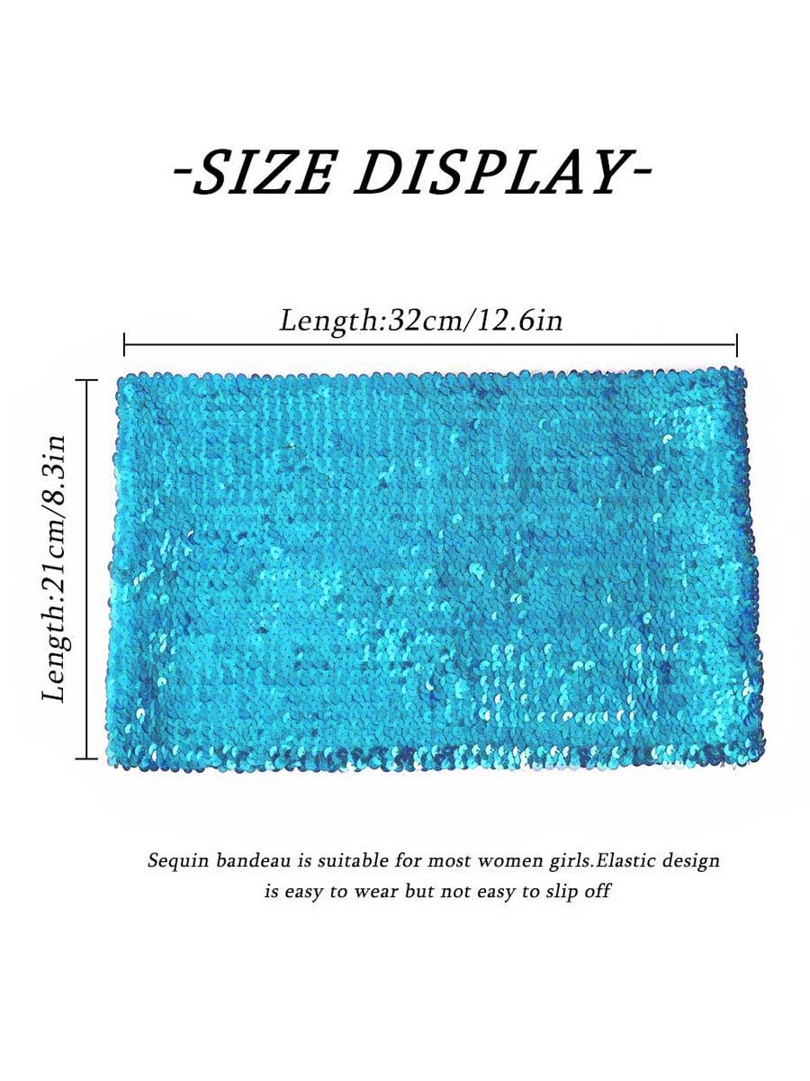 Sky Blue Sequin Bandeau Top - Image 2
