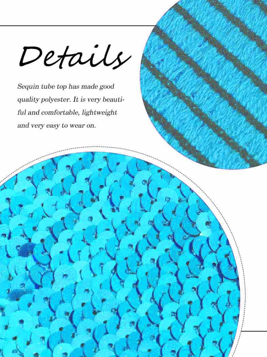 Sky Blue Sequin Bandeau Top - Image 4