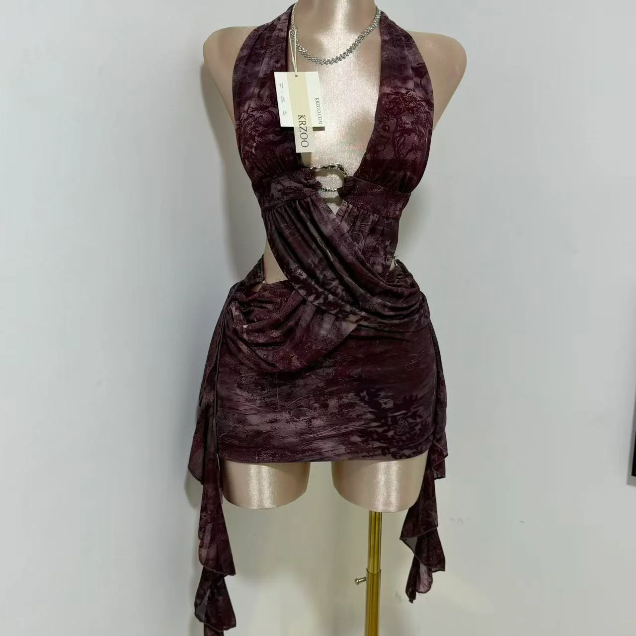 Sleeveless Halter-Neck Backless Bodycon Dress