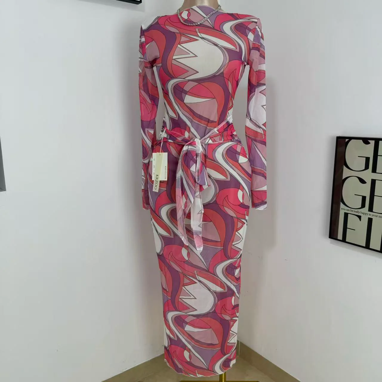 Slimming Body-Hugging Mesh Dress