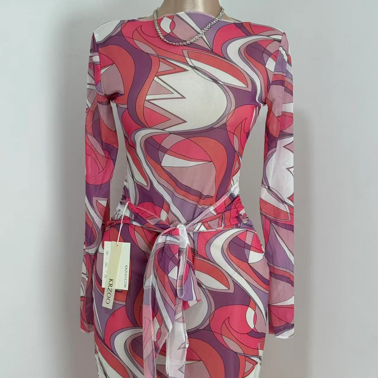 Slimming Body-Hugging Mesh Dress - Image 4