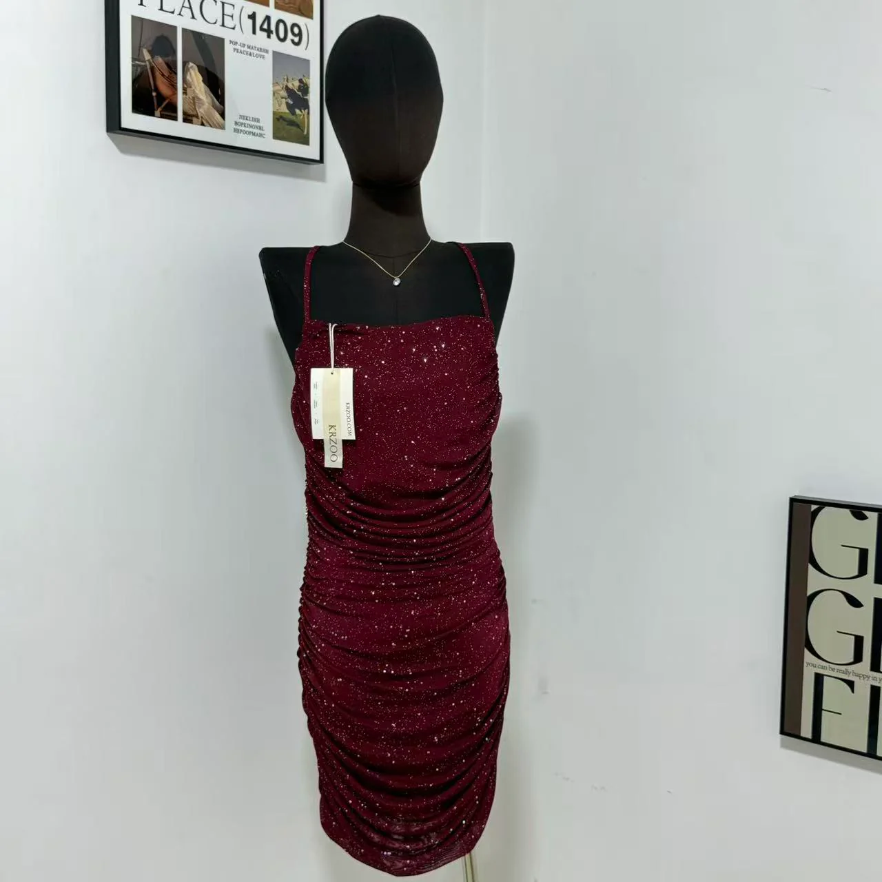 Solid-Color Halter Dress