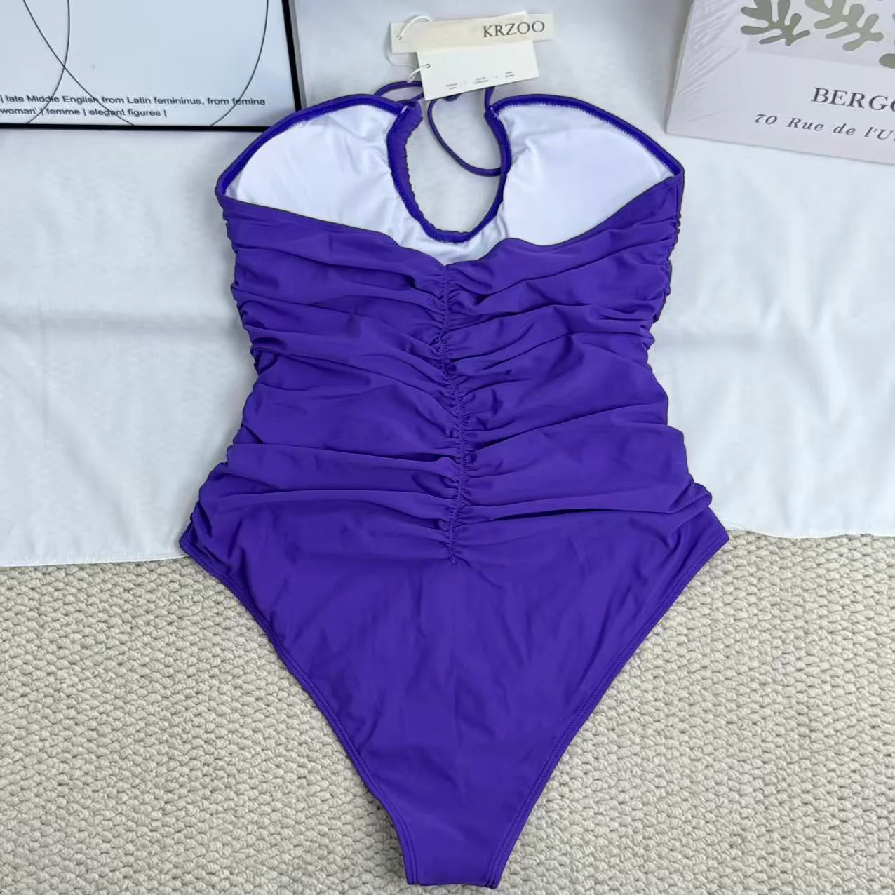 Solid-Color Ruched One-Piece Swimsuit - Image 2