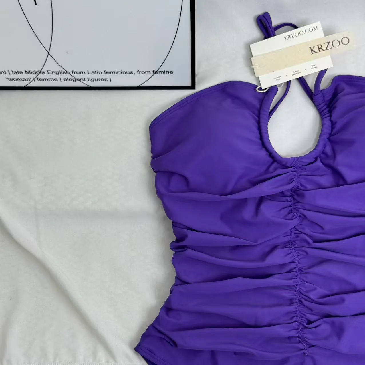 Solid-Color Ruched One-Piece Swimsuit - Image 4