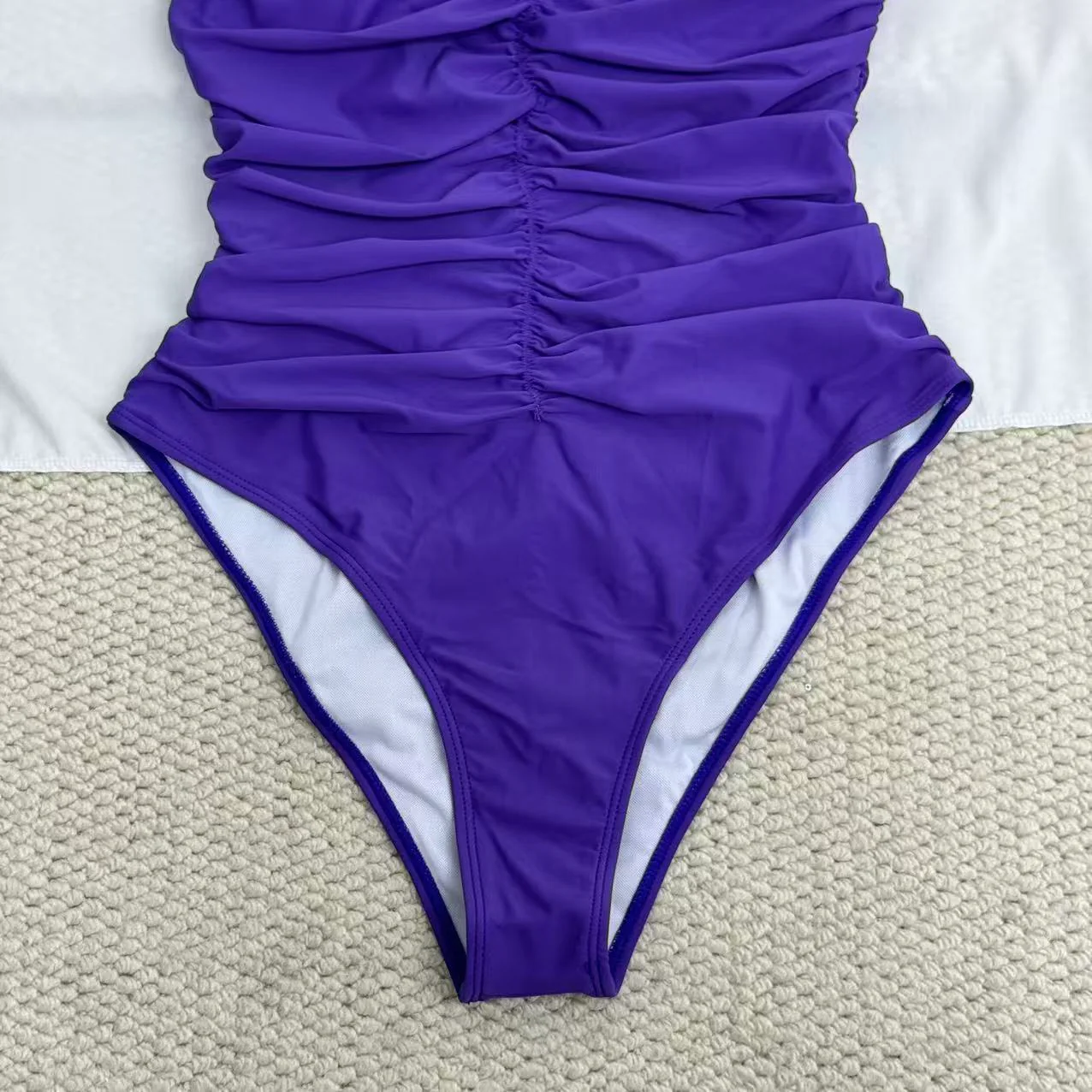 Solid-Color Ruched One-Piece Swimsuit - Image 6
